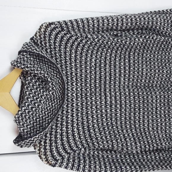 Cliche` Womens Black/White WOVEN Wool Knit Sweater Dress Mod edgy Sz.S - Picture 7 of 11